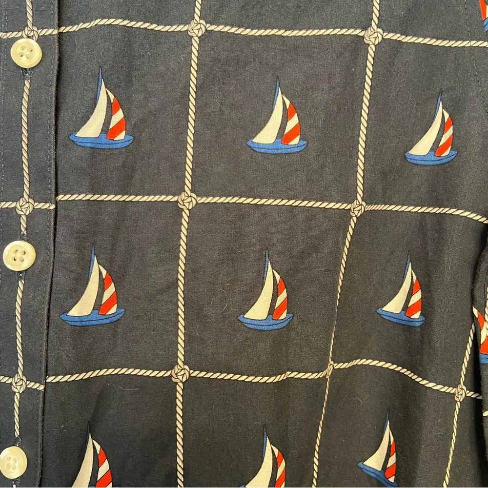 Brooks Brothers nautical sailboat button front shirtdress - Picture 2 of 7